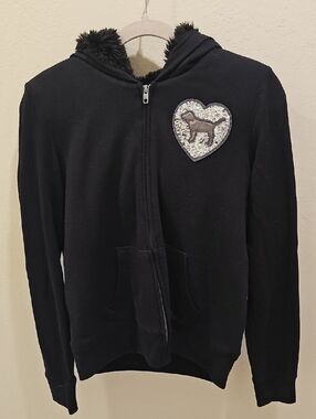 Black Hooded Zip-Up Sweatshirt - VS